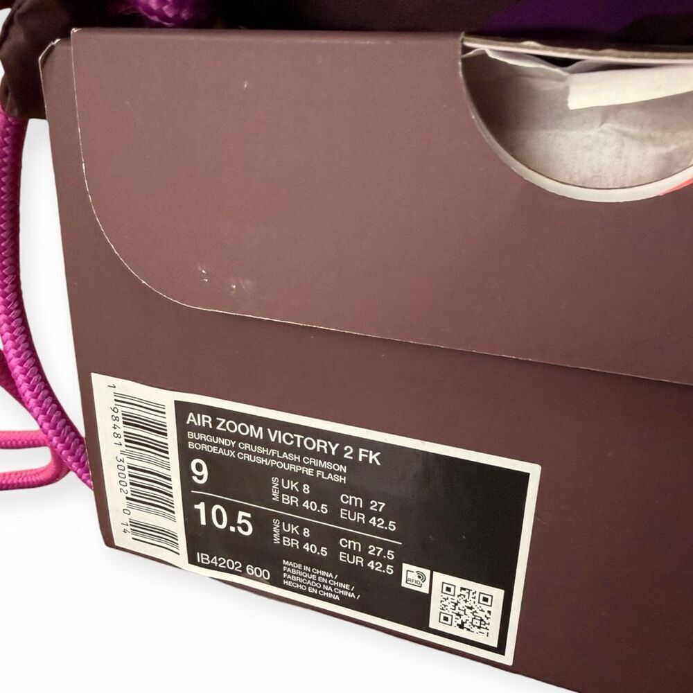 Nike Faith Kipyegon x Air Zoom Victory 2 Fuchsia Dream Spikes IB4202-600 Mens 9 - Picture 10 of 11